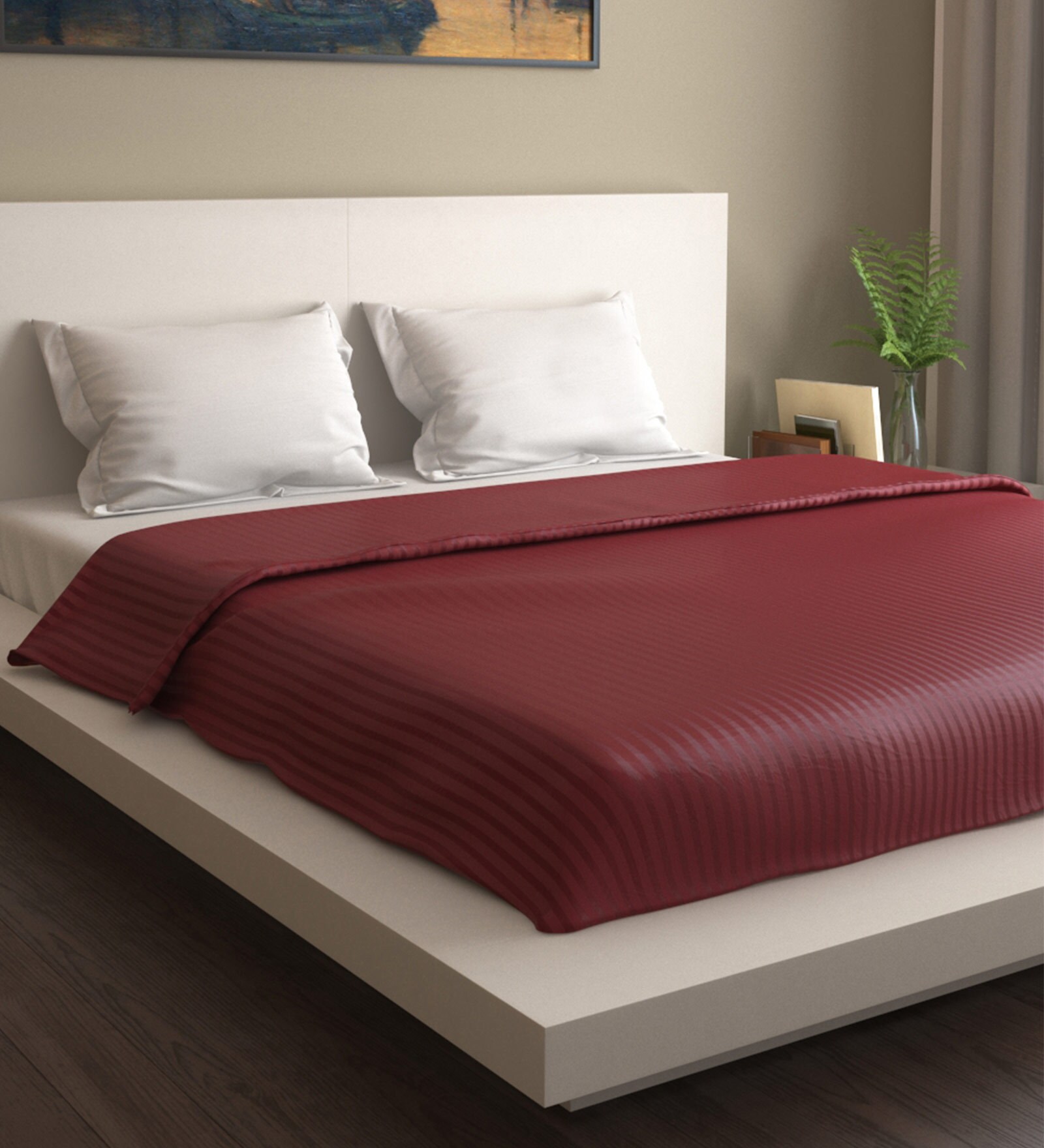 Buy Sateen Maroon 100 Cotton 108x90 Double Bed Duvet Cover by Mark