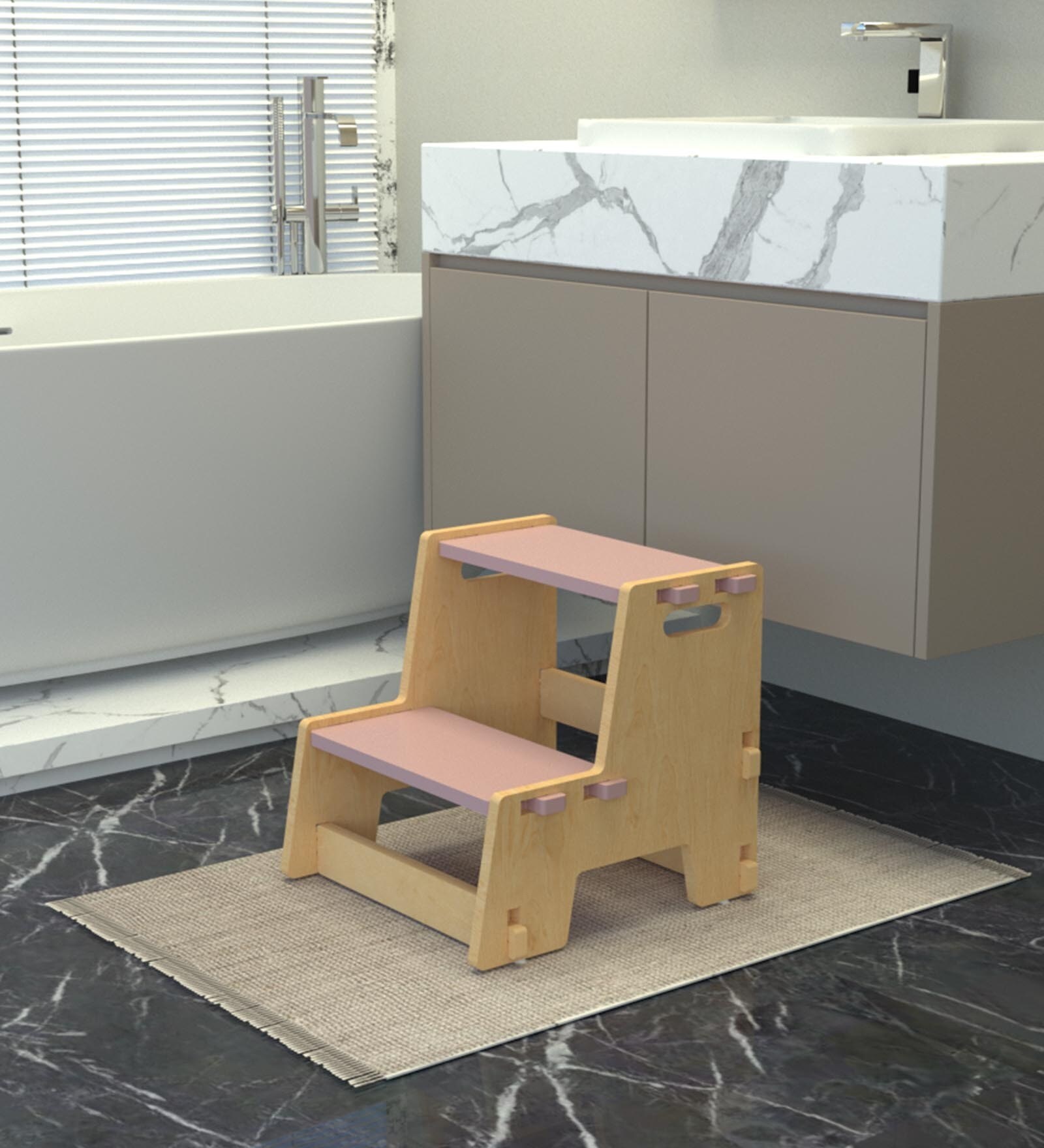 X&Y Maroon Apricot Step Stool - White main image 0