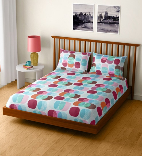 Buy Splendor Cotton 104tc Double Bedsheet With 2 Pillow Covers By