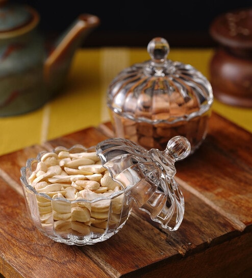 Set of 2 Clear Glass Serving Bowl 180ML