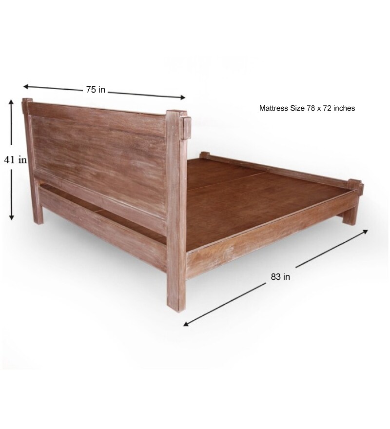 Olida Mango Wood King Size Bed with Two Bed Side Tables by Mudramark