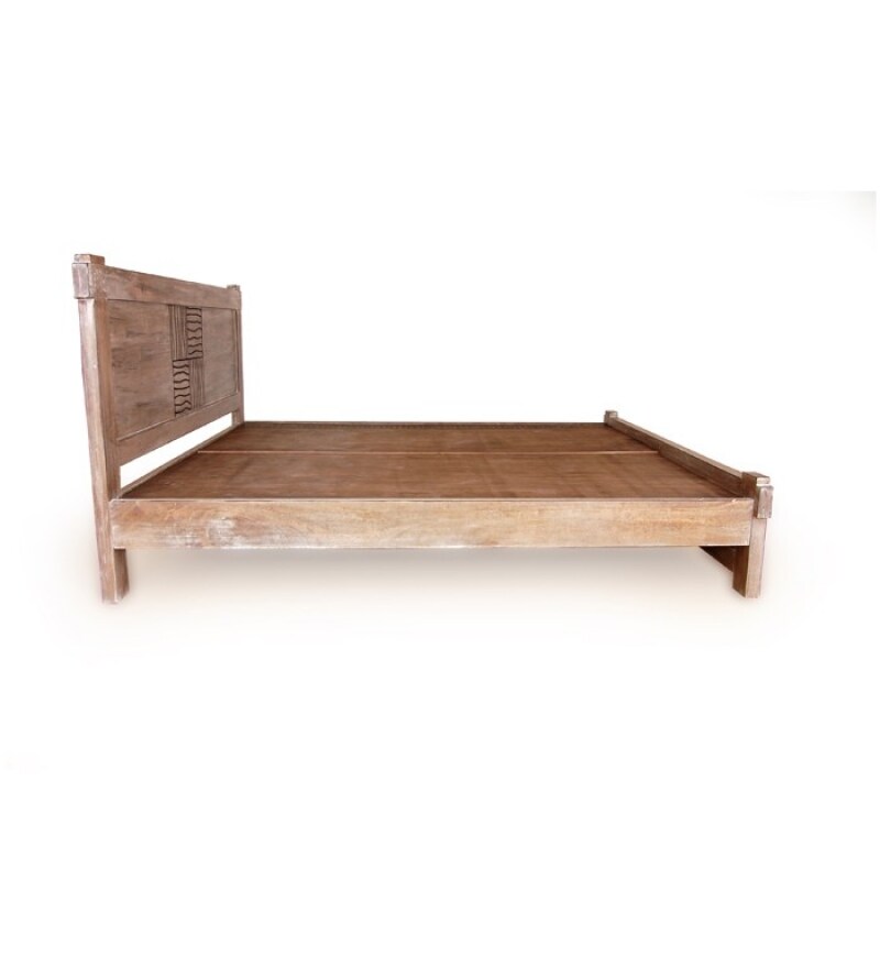 Olida Mango Wood King Size Bed with Two Bed Side Tables by Mudramark