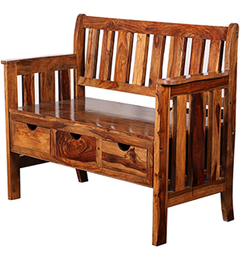 Buy Hoquiam Solid Wood Bench in Natural Finish by Woodsworth Online