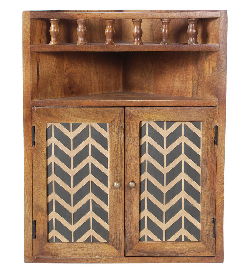 Buy Mango Wood Hand Painted Teak Finish 3 Compartment Bathroom