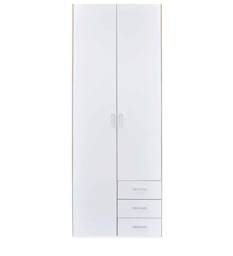 Buy Masters High Gloss Two Door Wardrobe In Oak And White Finish