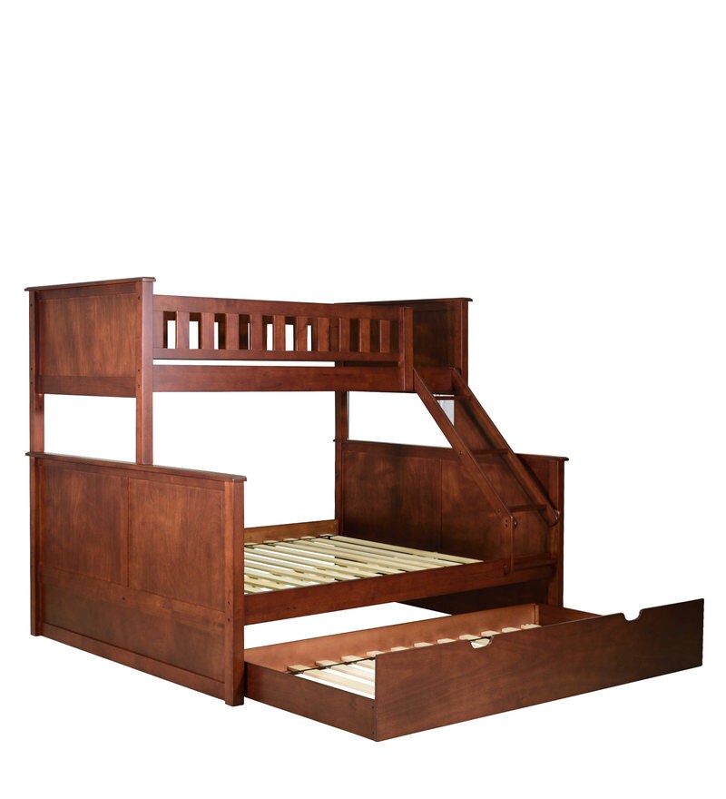 Buy McTaylor Bunk Bed (Single & Queen) with Pull Out Bed in Walnut