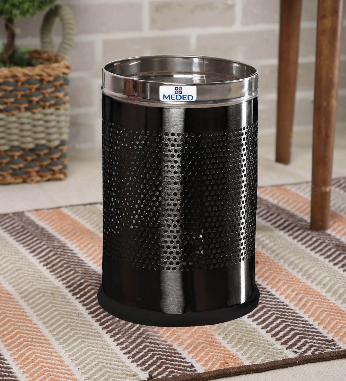 Buy 11 Litres Stainless Steel Open Perforated Dustbin by Meded at 32% ...