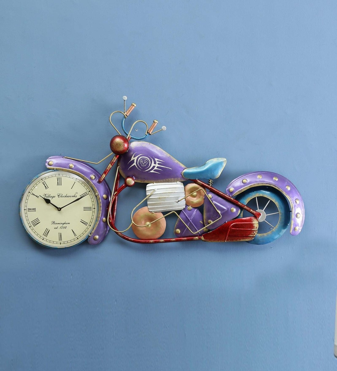 Buy Metal Blue Colour Bike Wall Clock Online Novelty Wall Clocks