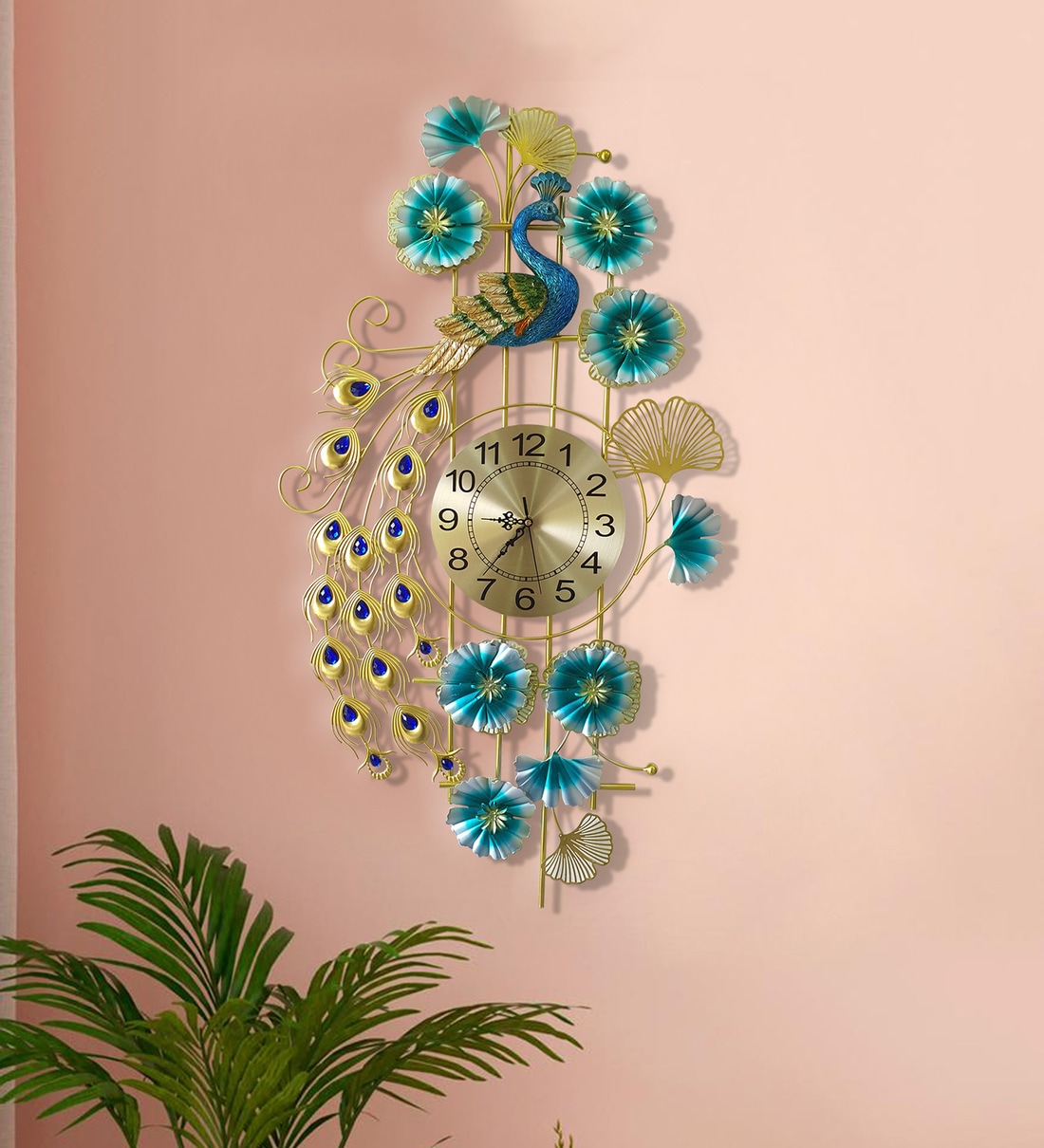 Buy Metal Blue Peacock Traditional Wall Clock at 20 OFF by FunkyDecors