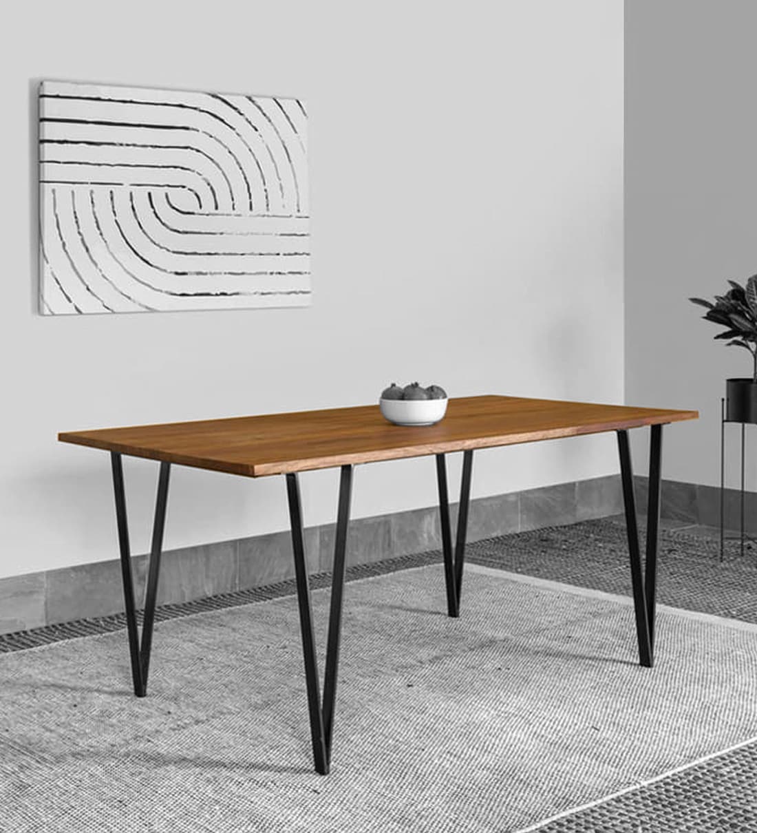 Buy Metric Sheesham Wood 6 Seater Dining Table in Natural Finish Online