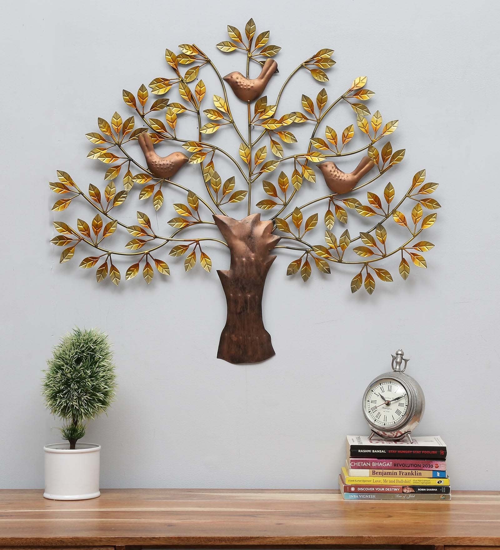Buy Wrought Iron Decorative Tree Wall Art In Gold By Godeccor Online ...