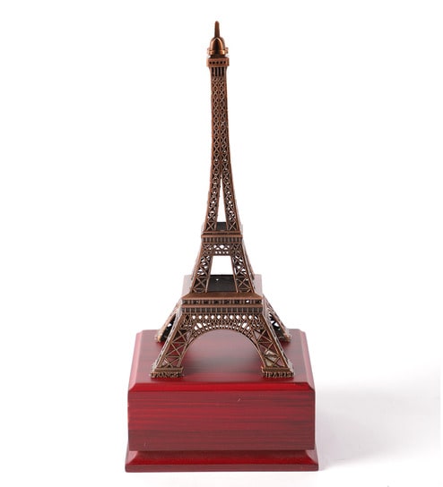 Buy Metal Paris Eiffel Tower Big Wooden Base Showpiece By