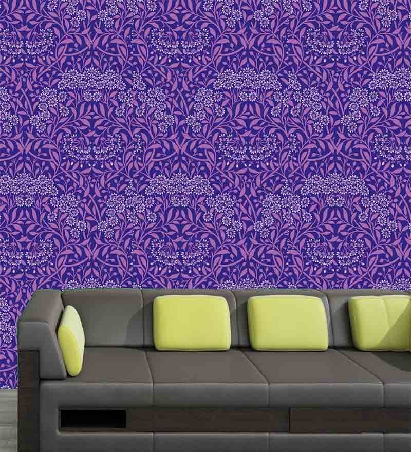 purple Flowers Fabric Wallpaper and Home Decor  Spoonflower