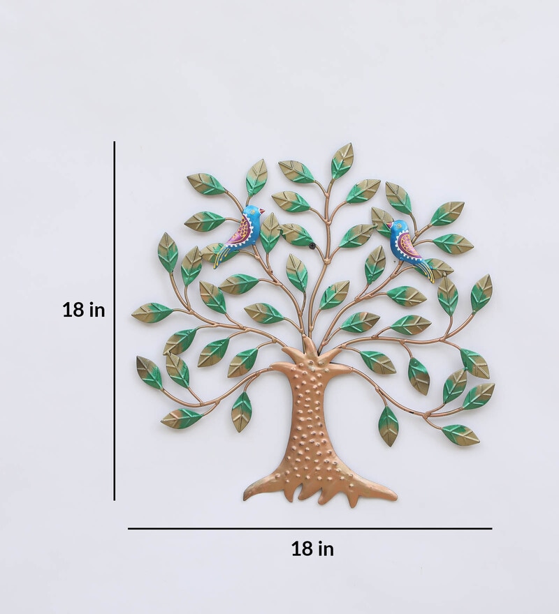 Buy Metal Multicolour Hand Painted Tree With Birds Wall Art At 28% Off By  Padmavati Art Creations | Pepperfry