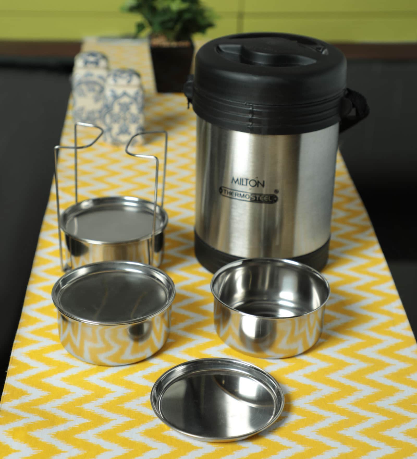 Buy Stainless Steel & Plastic 350 ML Tiffin box Set Of 3 by Milton