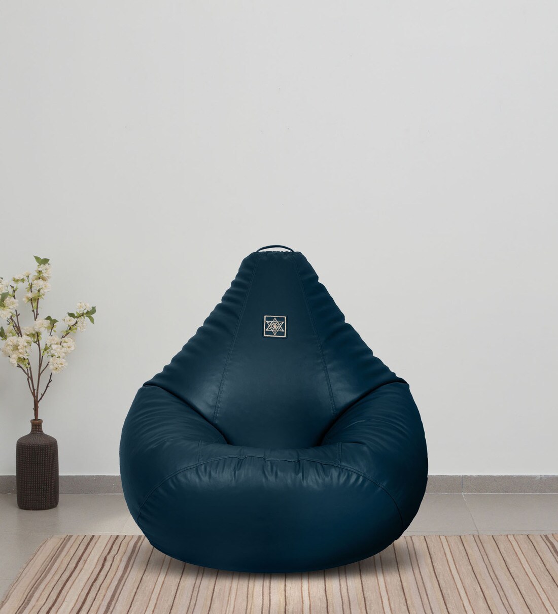 Buy Modern XXL Leatherette Bean Bag with Beans in Blue Colour Online Bean Bags with Beans