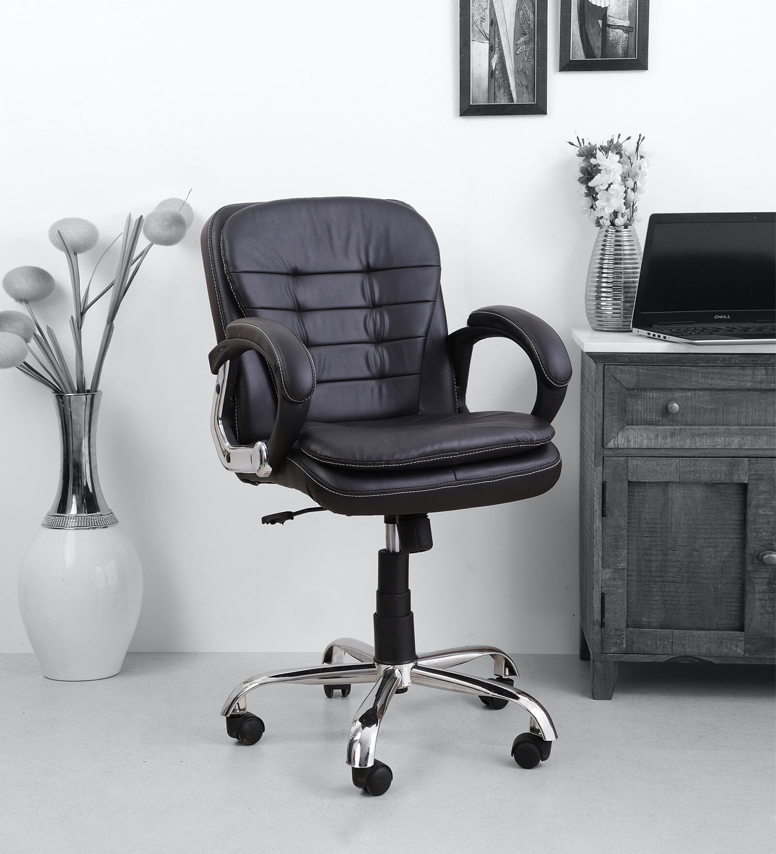 Buy Modista Leatherette Executive Chair in Black Colour Online