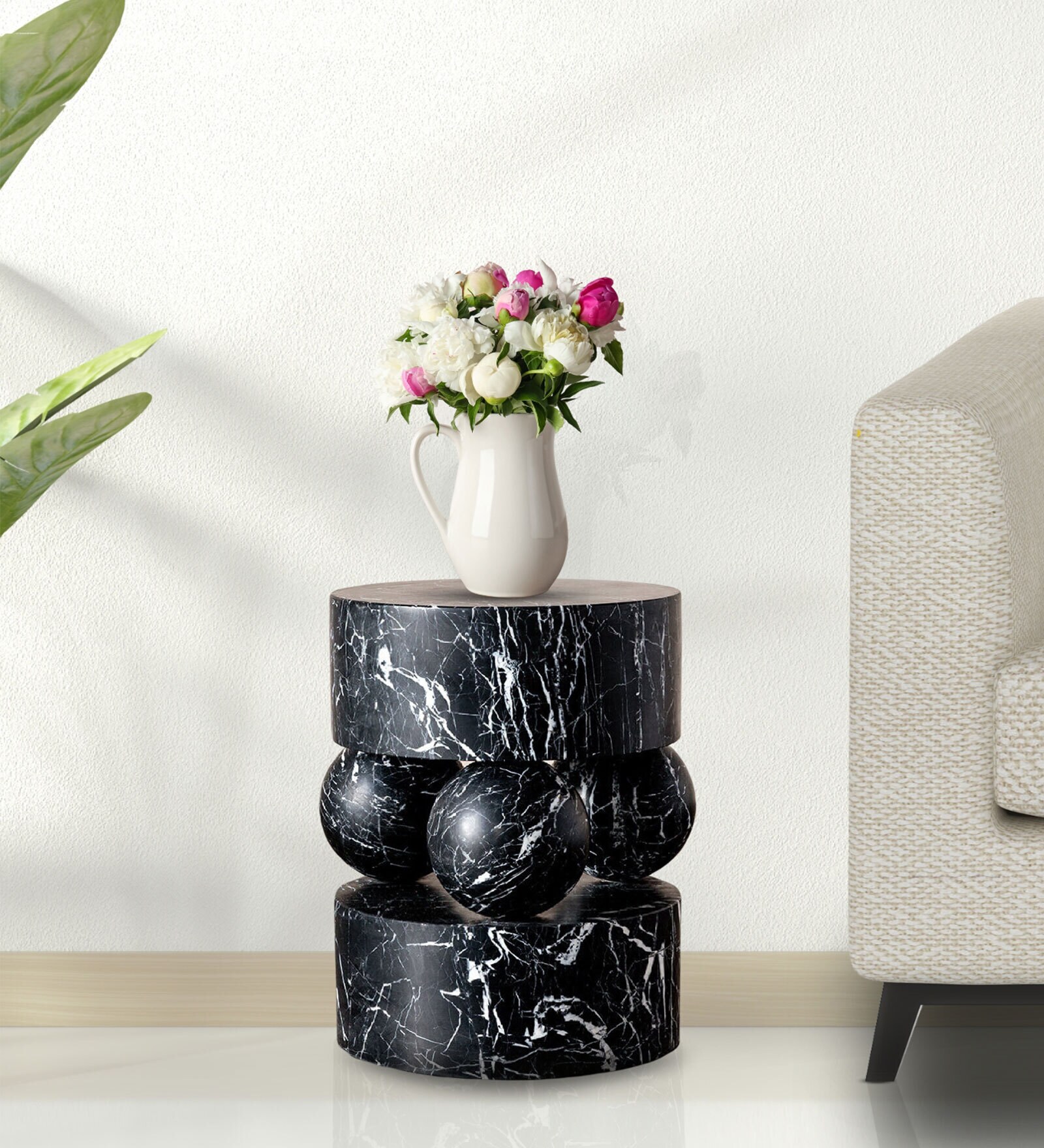 Buy Morro Marble End Table In Black Colour at 14 OFF by Ziba Homes Pepperfry