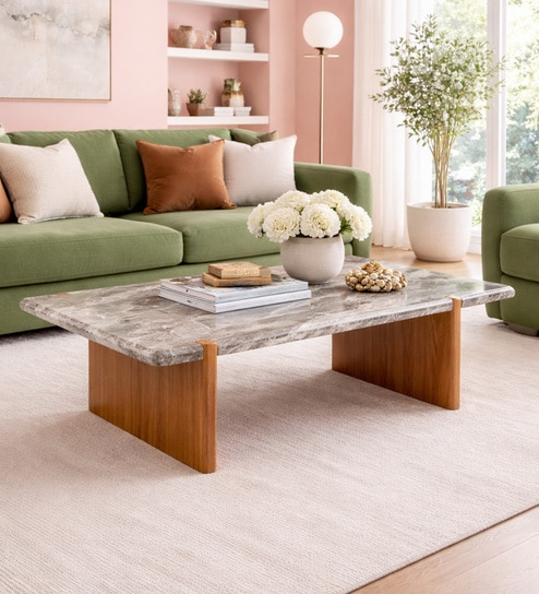 Modena Toronto Marble Coffee Table In Natural Finish