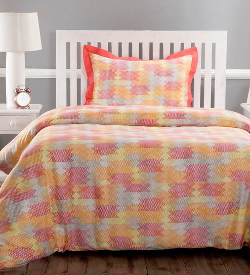 Buy Modern Aesthetic Cotton 210 Tc Single Bed Duvet Cover With 1