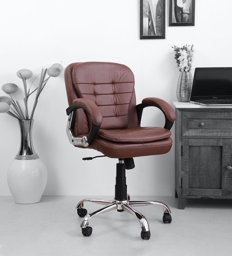 Buy Modista Leatherette Executive Chair in Brown Colour Online Executive Chairs Executive