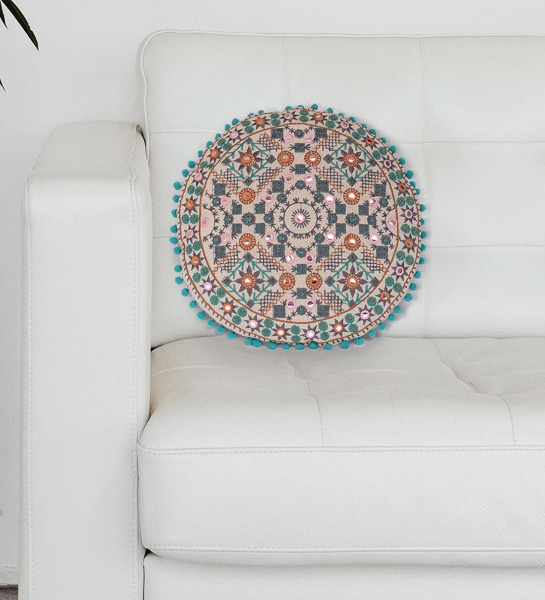 Multicolor -  Wool Thread Crewel Embroidery Cushion Cover (16 x 16) 06