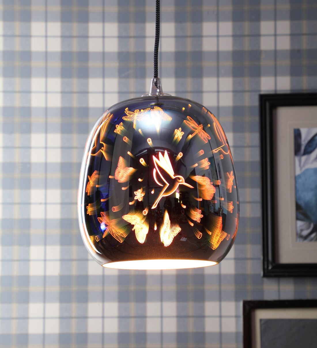 Buy Tessa Brown Glass Hanging Light by TUNEHOME Online Dome Hanging