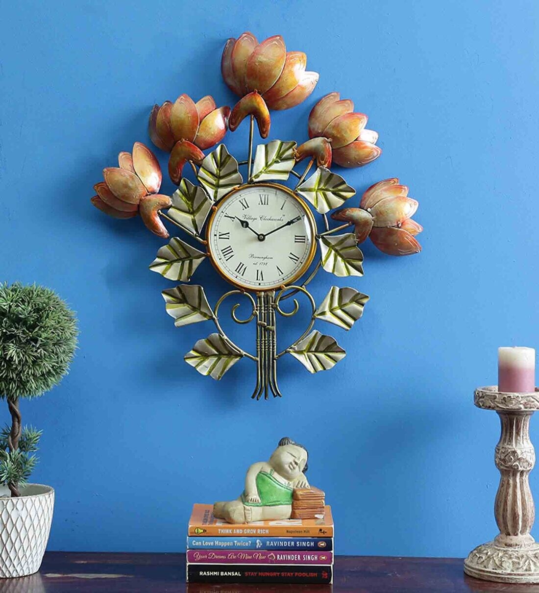 Buy Multicolor Iron Analog Wall Clock by Nandani Wood Online