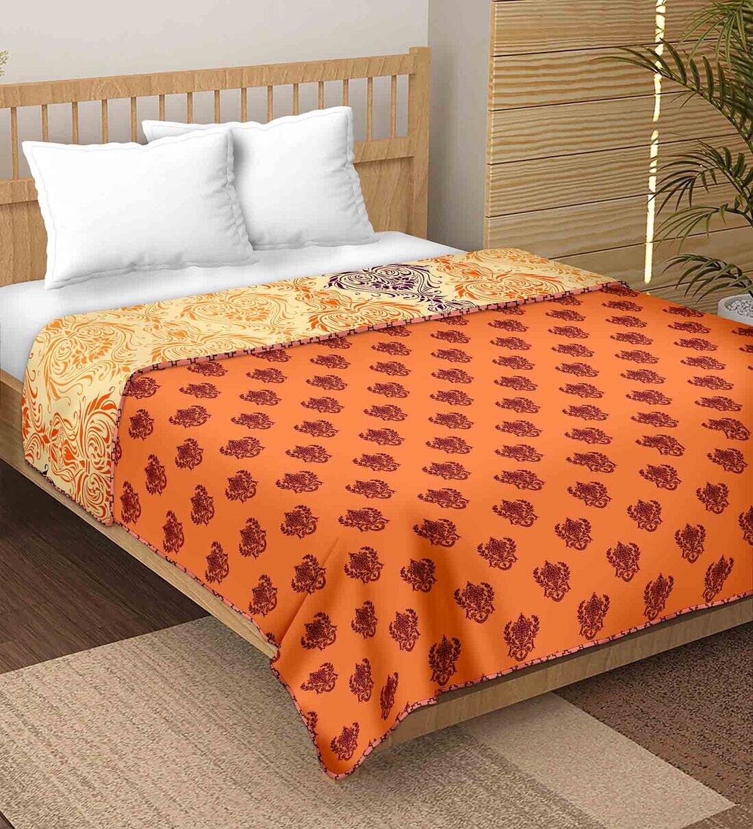 Buy Multicolor Microfiber Reversible 180 Double Bed Comforter by Bella Casa Online Double Bed