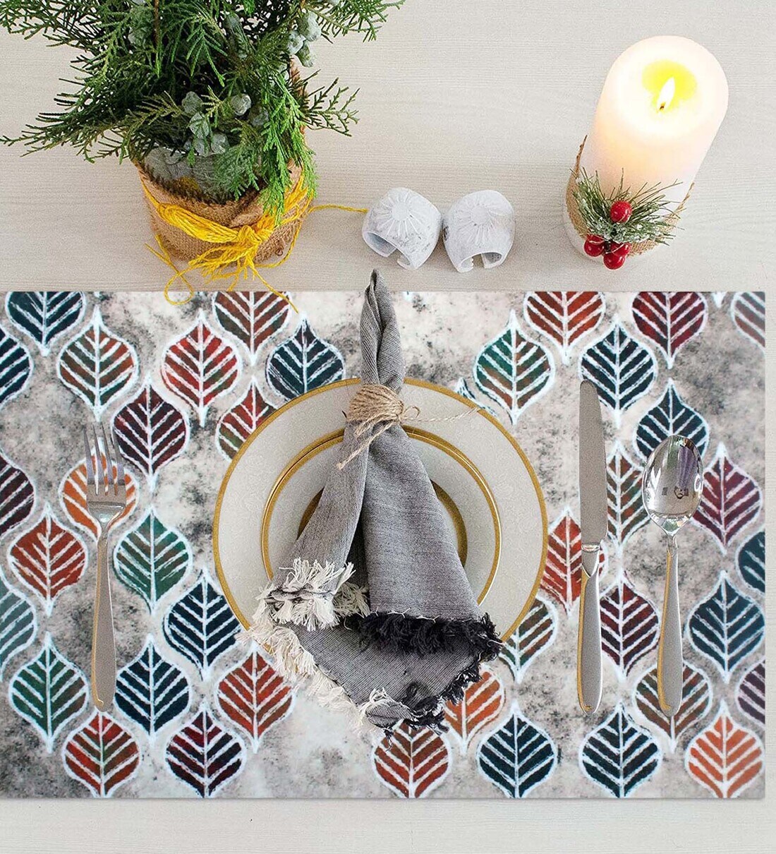 Buy Magin Leef (18x12) Multicolor Rubber (Set of 4) Placemat Online