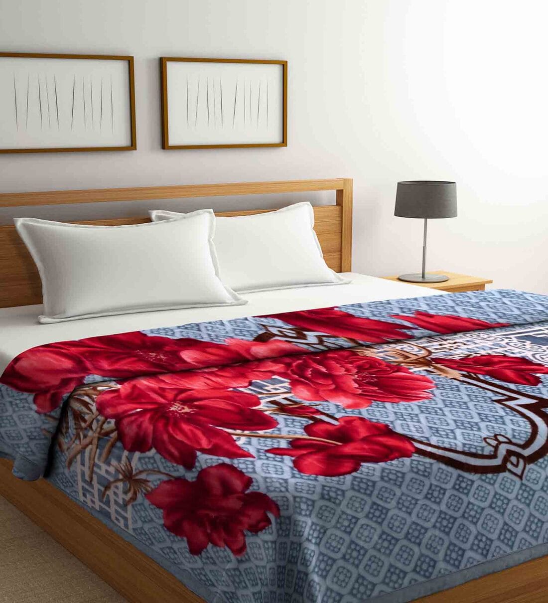 Buy Multicolor Wool Floral 850 GSM Double Bed Blanket by Klotthe Online Double Bed Blankets
