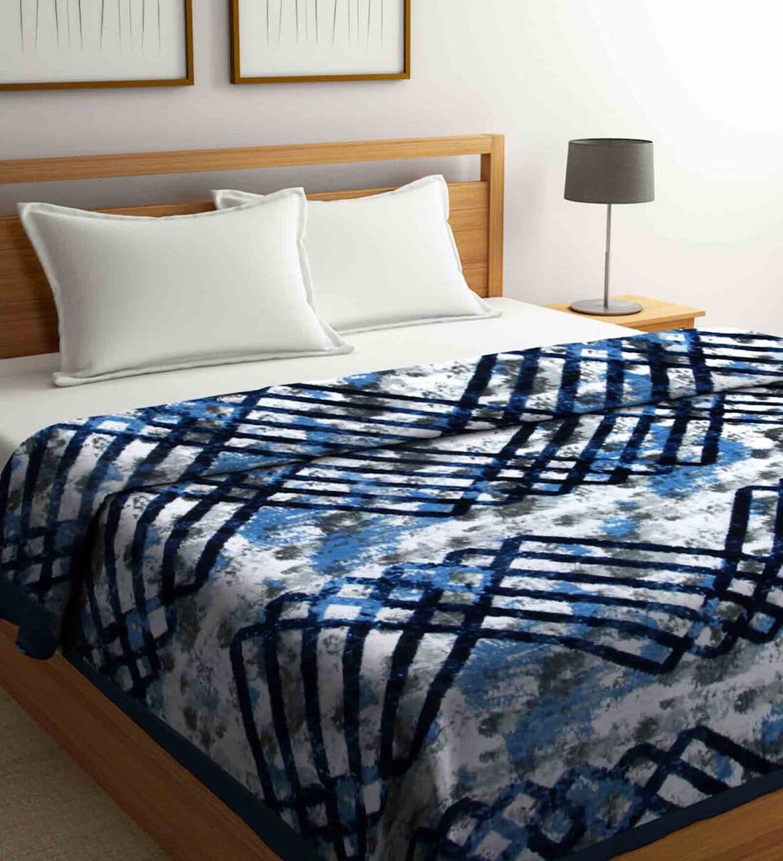 Buy Multicolor Wool Striped 1000 GSM Heavy Winter Double Bed Blanket by