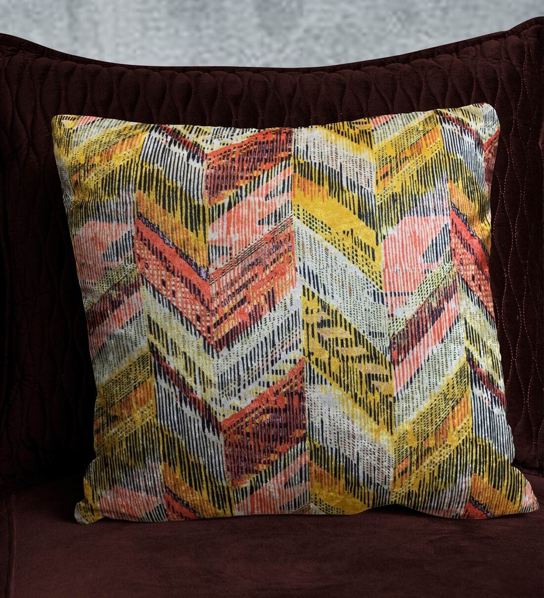 Buy Multicolor Zig Zag Velvet 16 X 16 Inches Cushion Cover By Tasseled Home At 32 Off By 