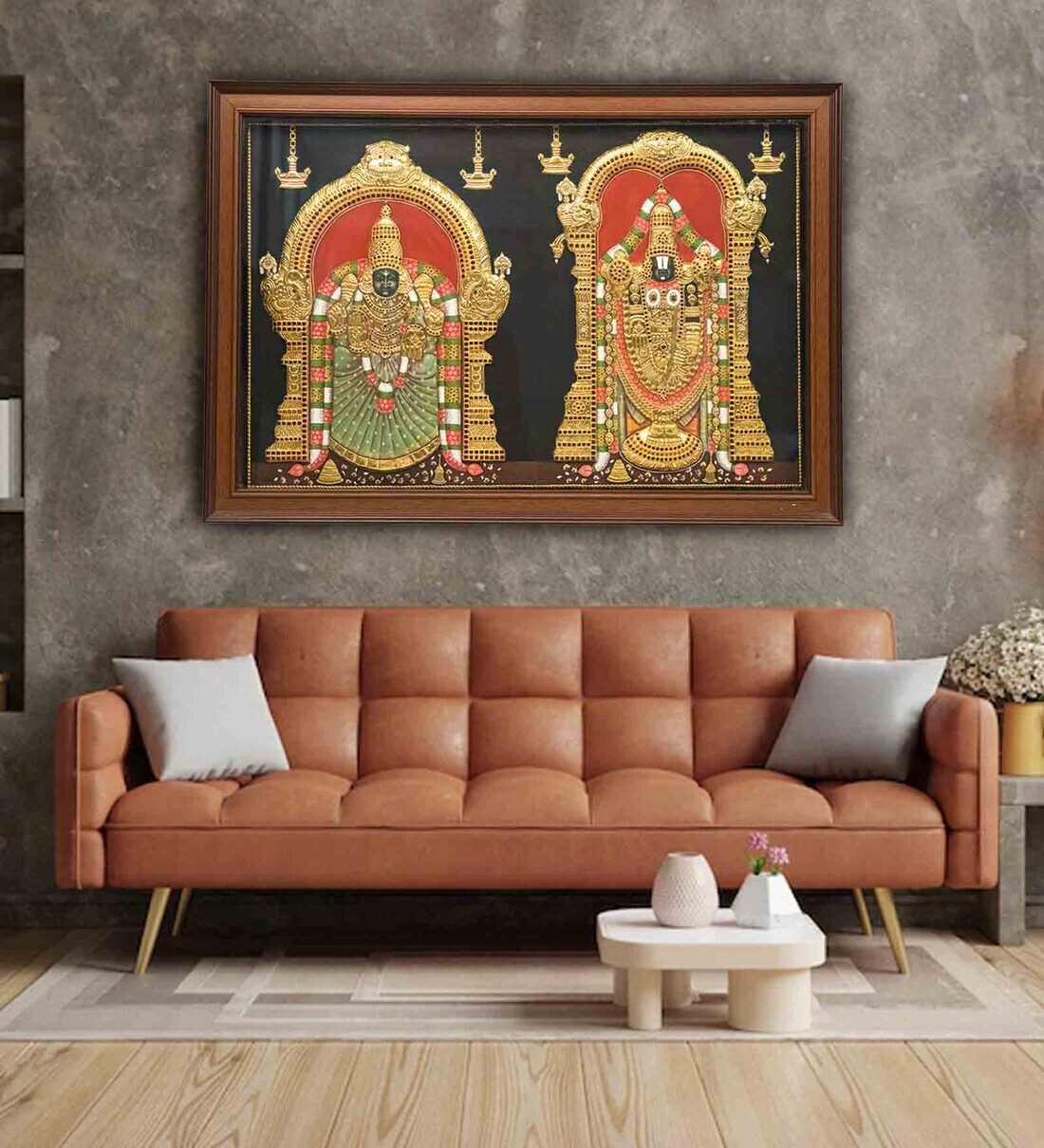 Buy Multicolour 24K Gold Adelphia Plated Perumal Thaayar Framed Tanjore