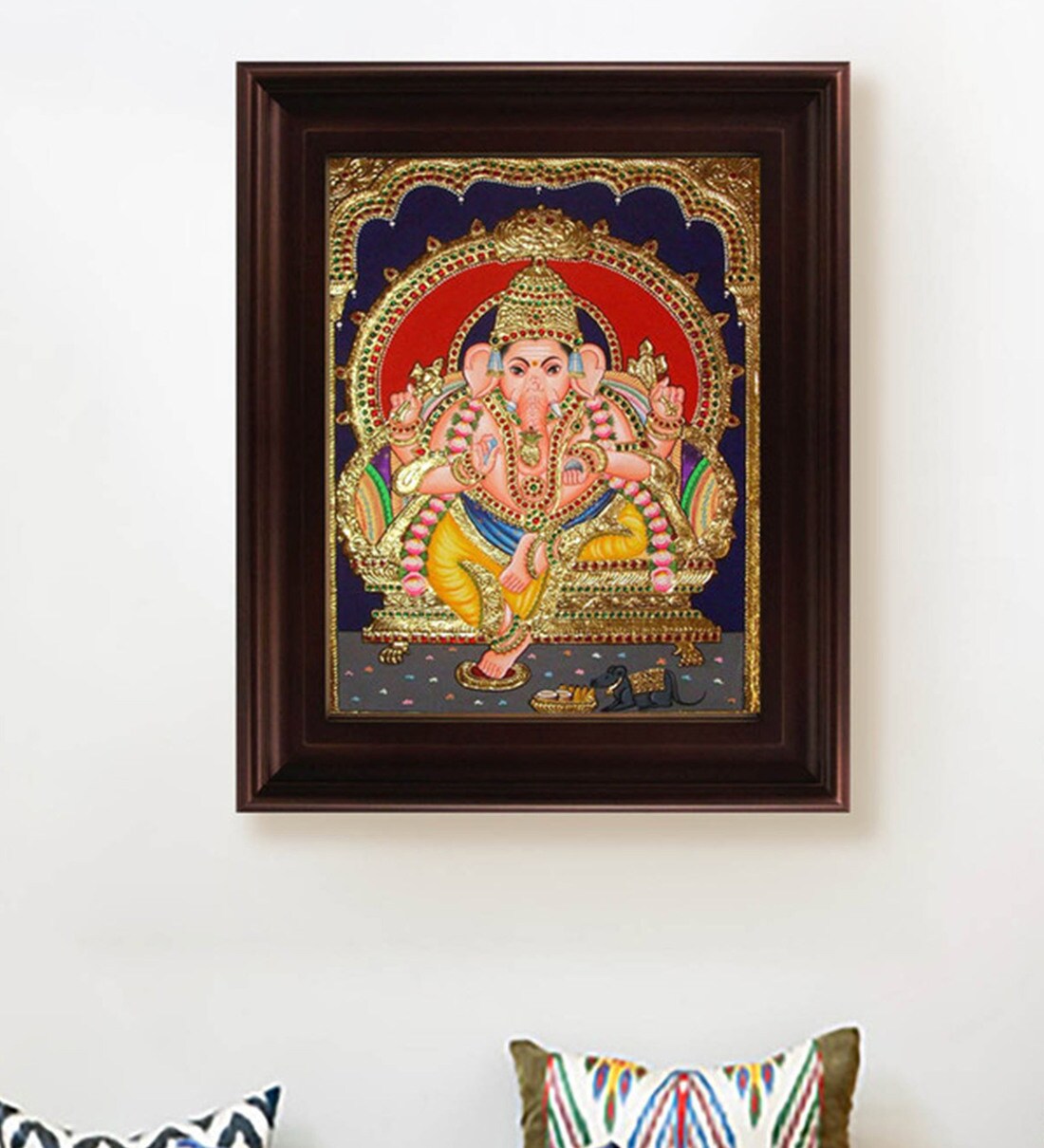 Buy Multicolour Gold Plated Mantap Ganesha Plywood & Cloth 2.9 X 14 X