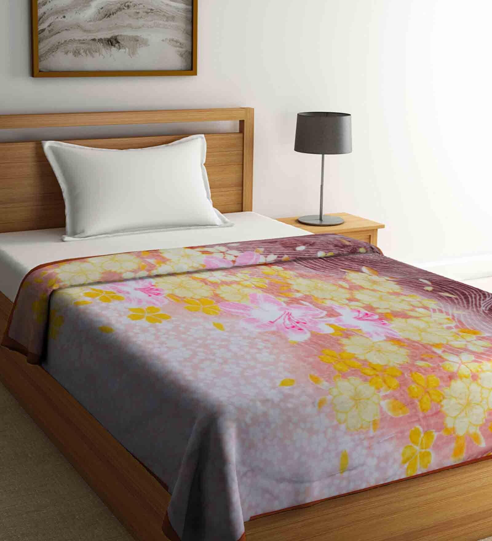 Buy Multicolor Floral Wool 1000 GSM Single Bed Blanket by Klotthe