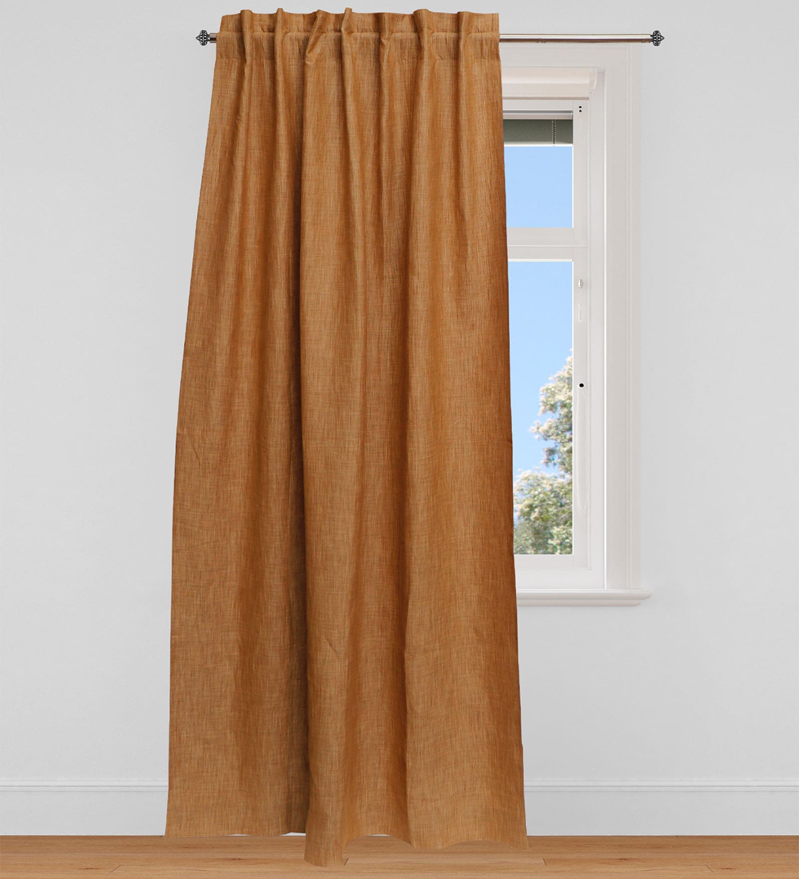 Buy Mustard Solid Cotton 8 Ft Blackout Loop Top Door Curtain by Zeba Online Solid Colour Door