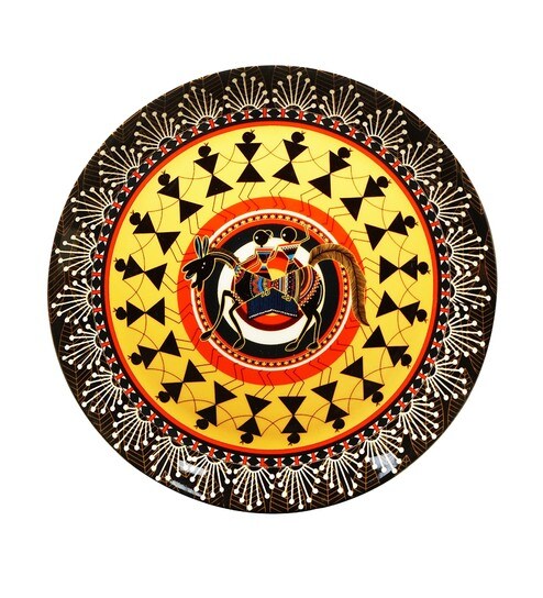 Buy Yellow Bone China Rustic Warli Decorative Plate 10 Inch By