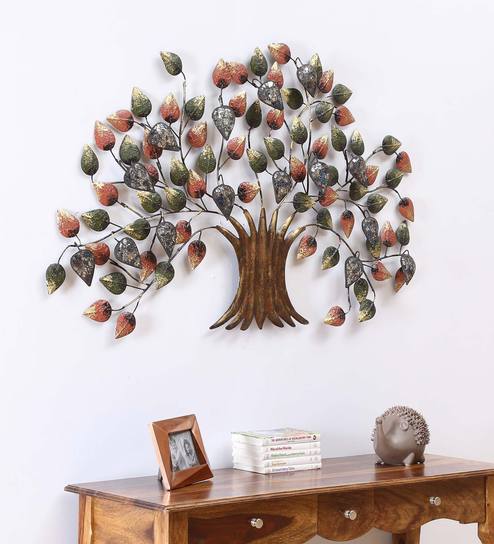 Buy Multicolour Wrought Iron Tulika Tree Wall Art By Vedas Online