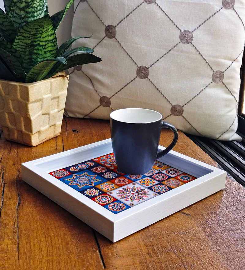 Buy Golden Plastic Beautiful Decorative Tray By Aapno Rajasthan