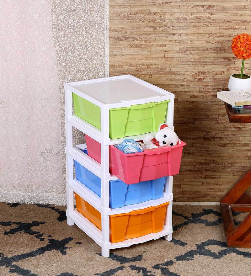 Buy Multicolour 4 Tier Plastic Drawers By Sgs Industries Online