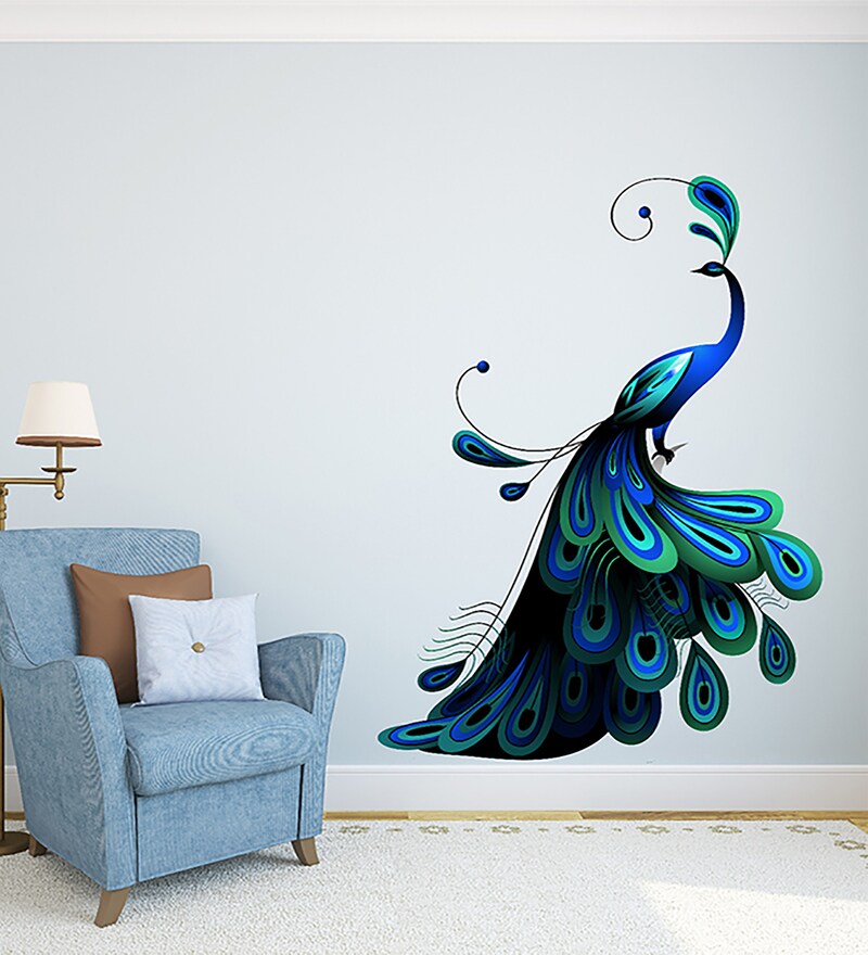 Buy Multicolour Pvc Vinyl Peacock Wall Sticker By Print Mantras Online 