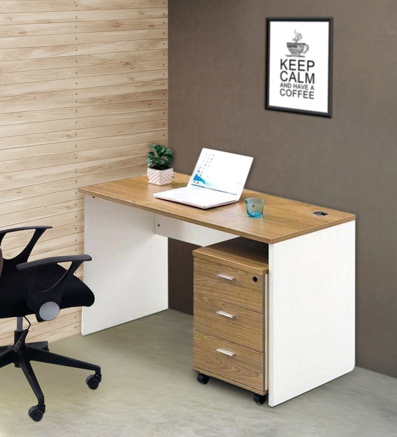 Buy Crest Office Table With Drawers In Oak Colour By Pine Crest