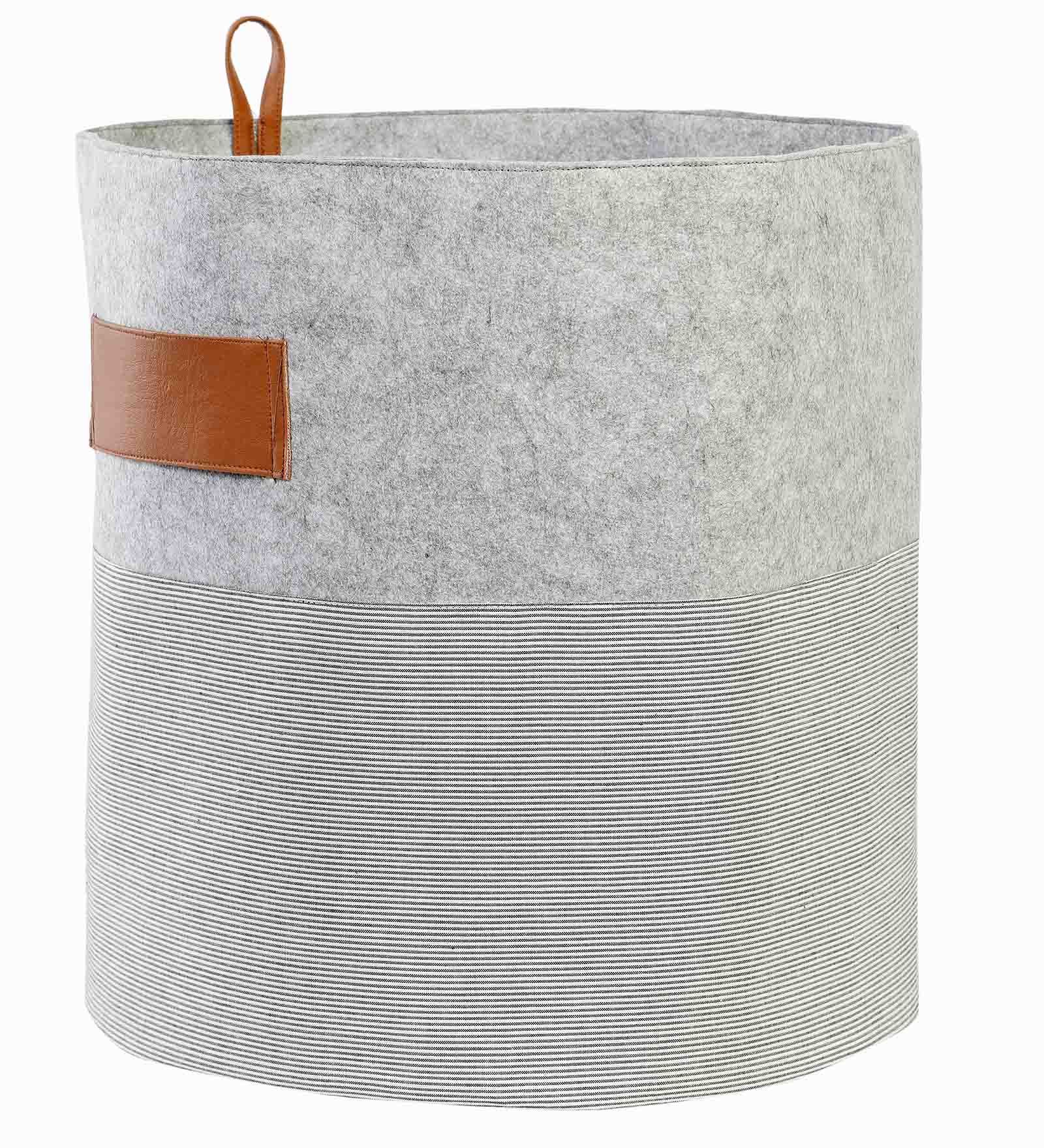 Buy 15 Ltr Leatherette Laundry Basket In Grey By My Gift Booth at 80