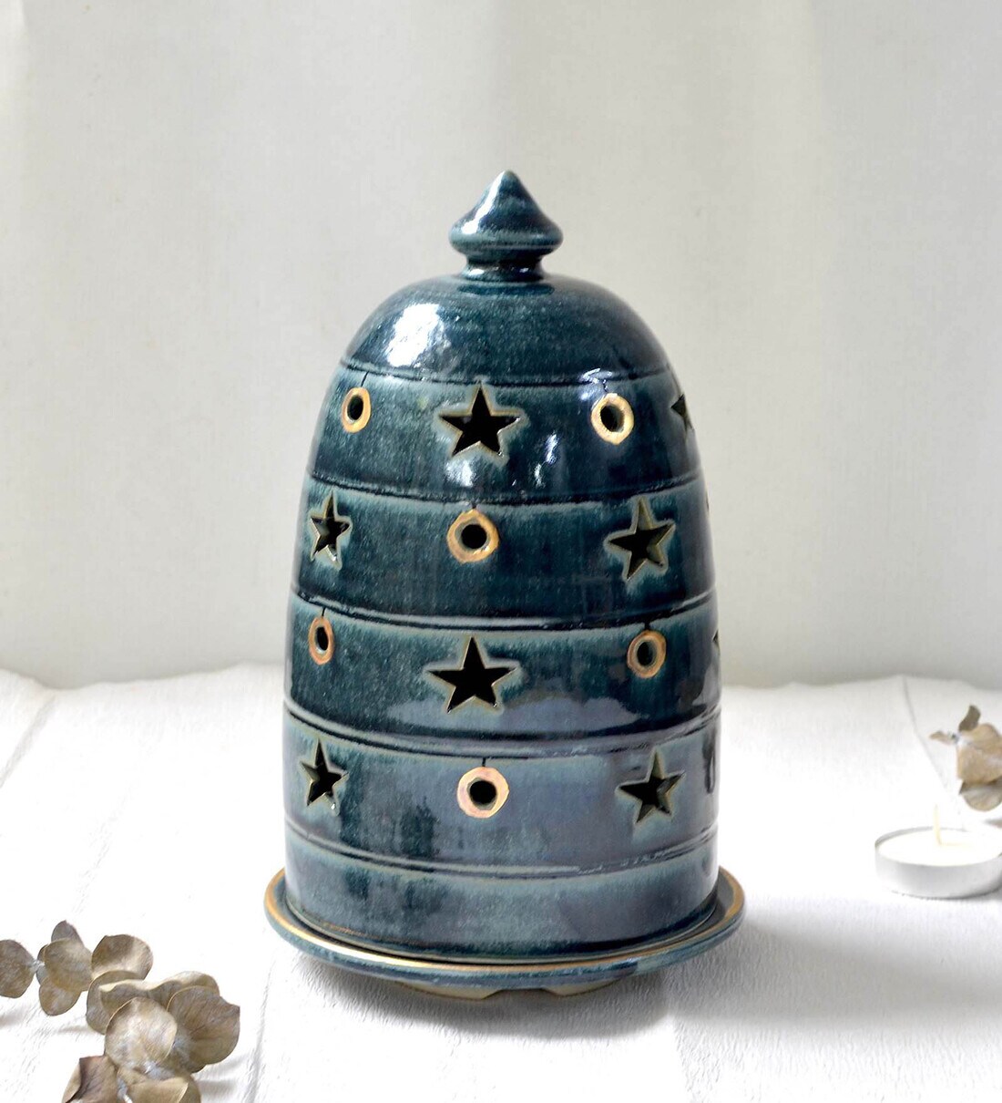 Buy Navy Ceramic Mavi Candle Lamp Light Holder at 29 OFF by Swaa Clay