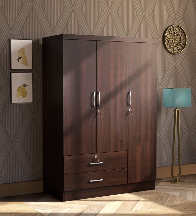 Buy Grafton Three Door Wardrobe In Natural Pine Black Finish By