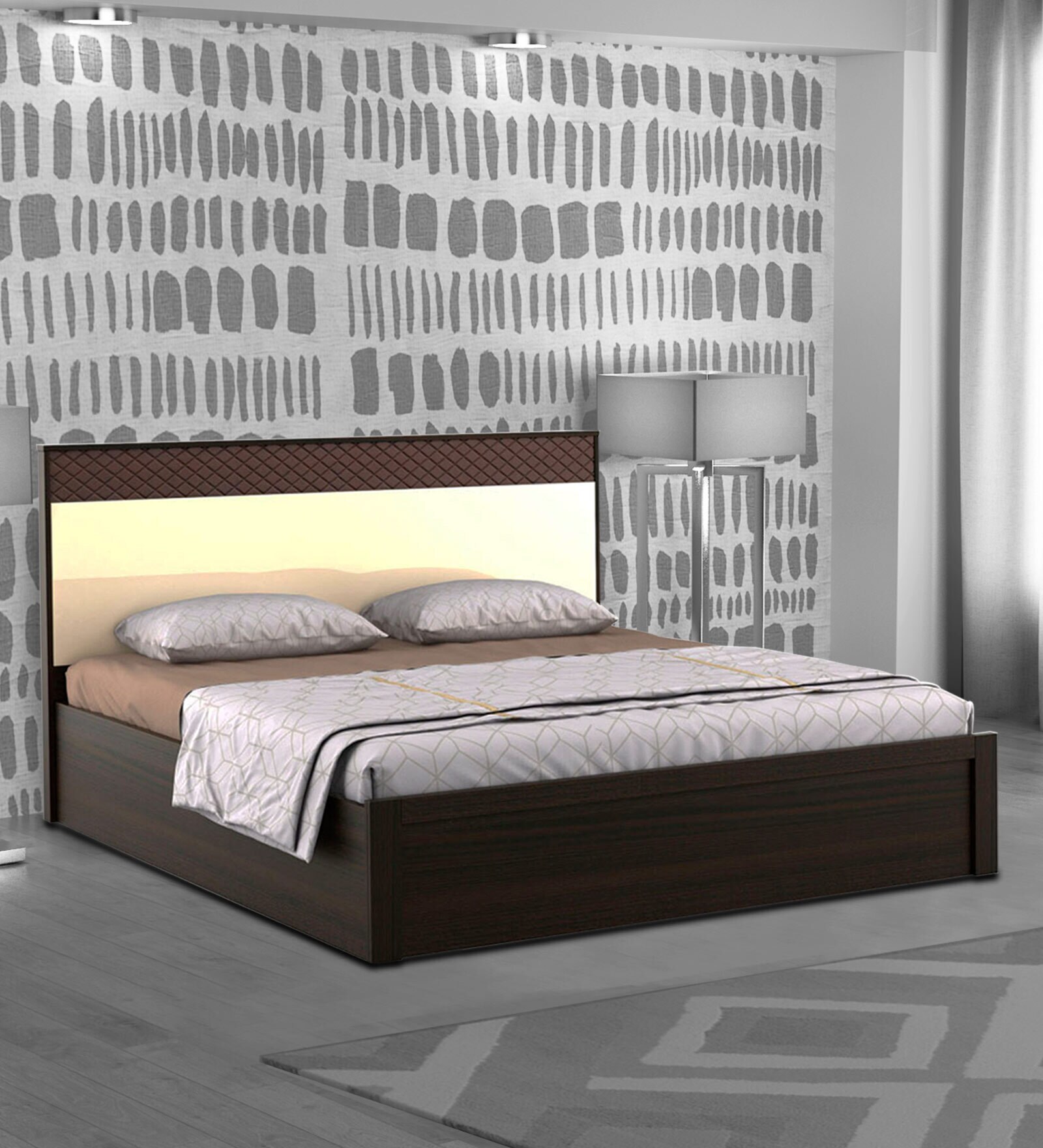 Buy Nexon King Size Bed with Storage in Brown Colour by Home Centre