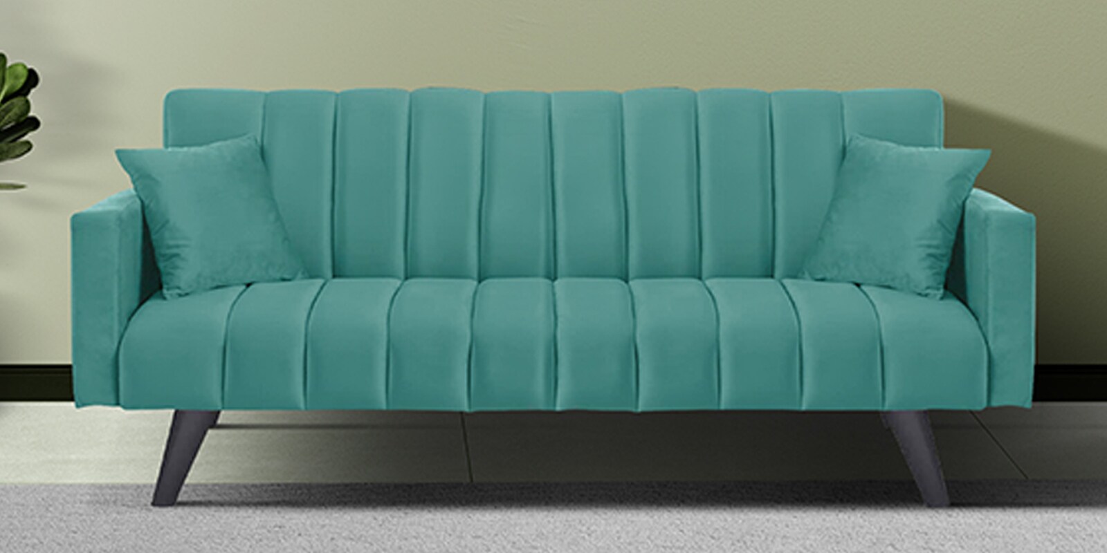 Buy Nikko Velvet 3 Seater Sofa In Sea Green Colour at 48 OFF by ARRA