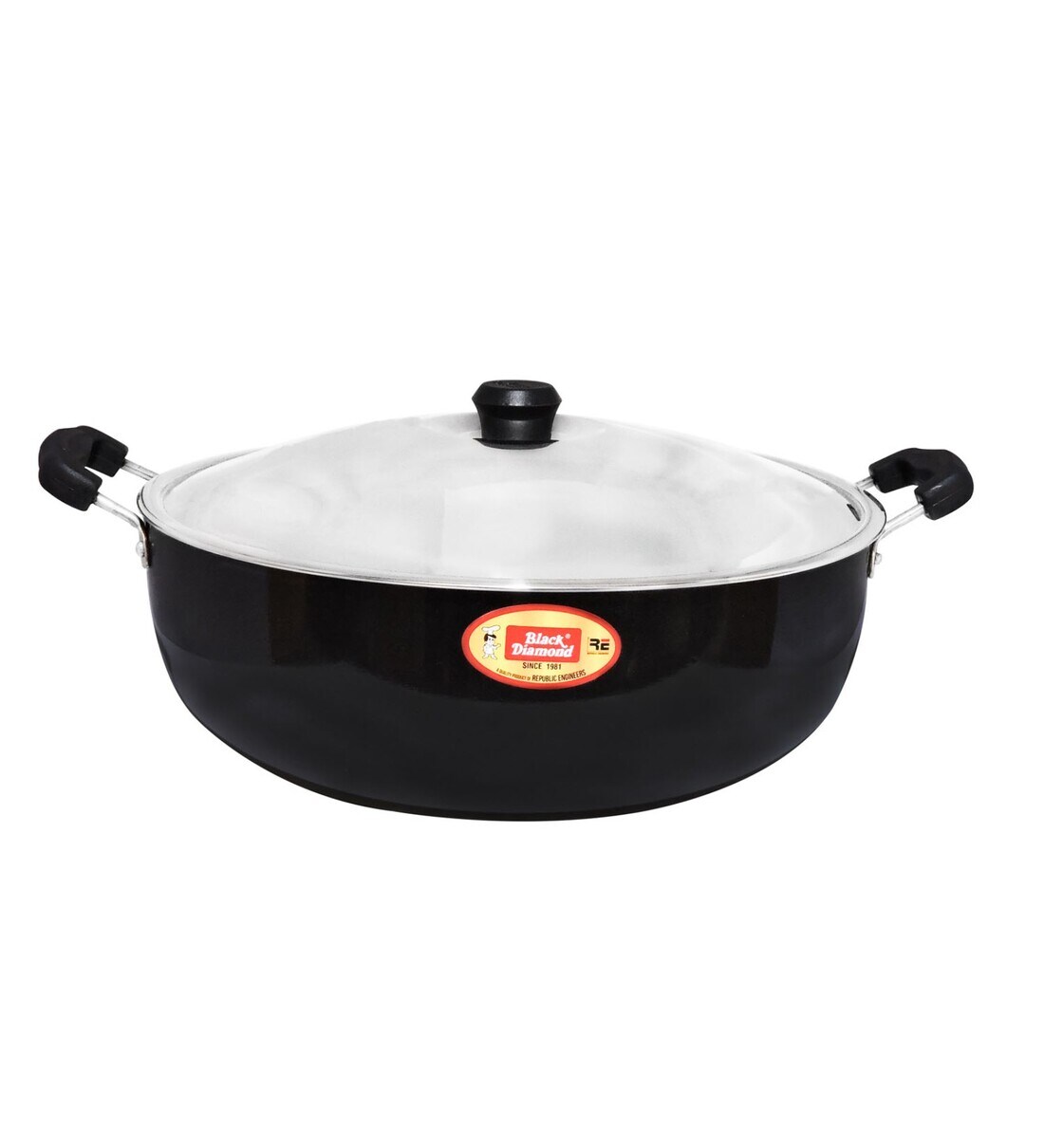 Buy Clive Non Stick Black & Silver Aluminium Kadhai with Lid at 22