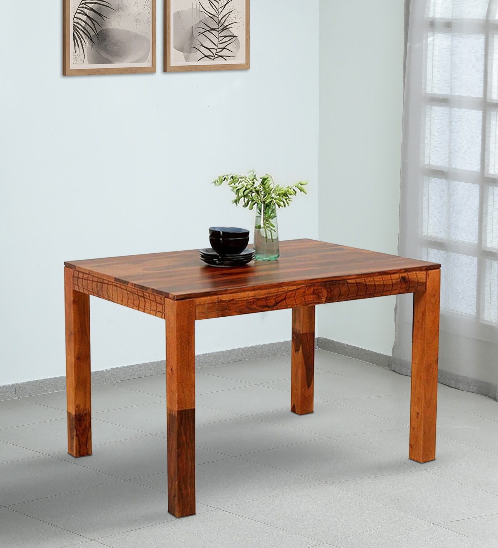 Buy Nuevo Sheesham Wood 4 Seater Dining Table In Scratch Resistant ...